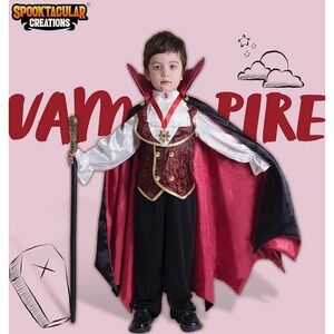 NEW Spooktacular Creations Size 3T‎ Vampire Costume  Kids Red Black Halloween
